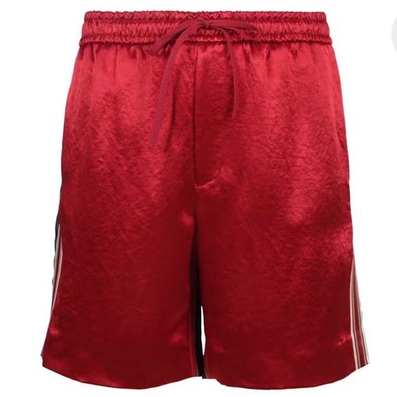 Gucci Red Athletic Shorts with Elastic Waistband